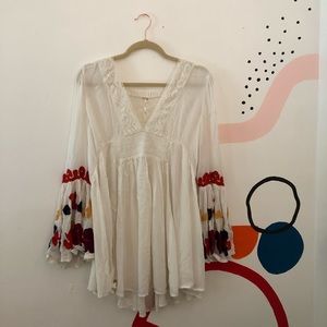 Free People Embroidered Long Sleeve Top